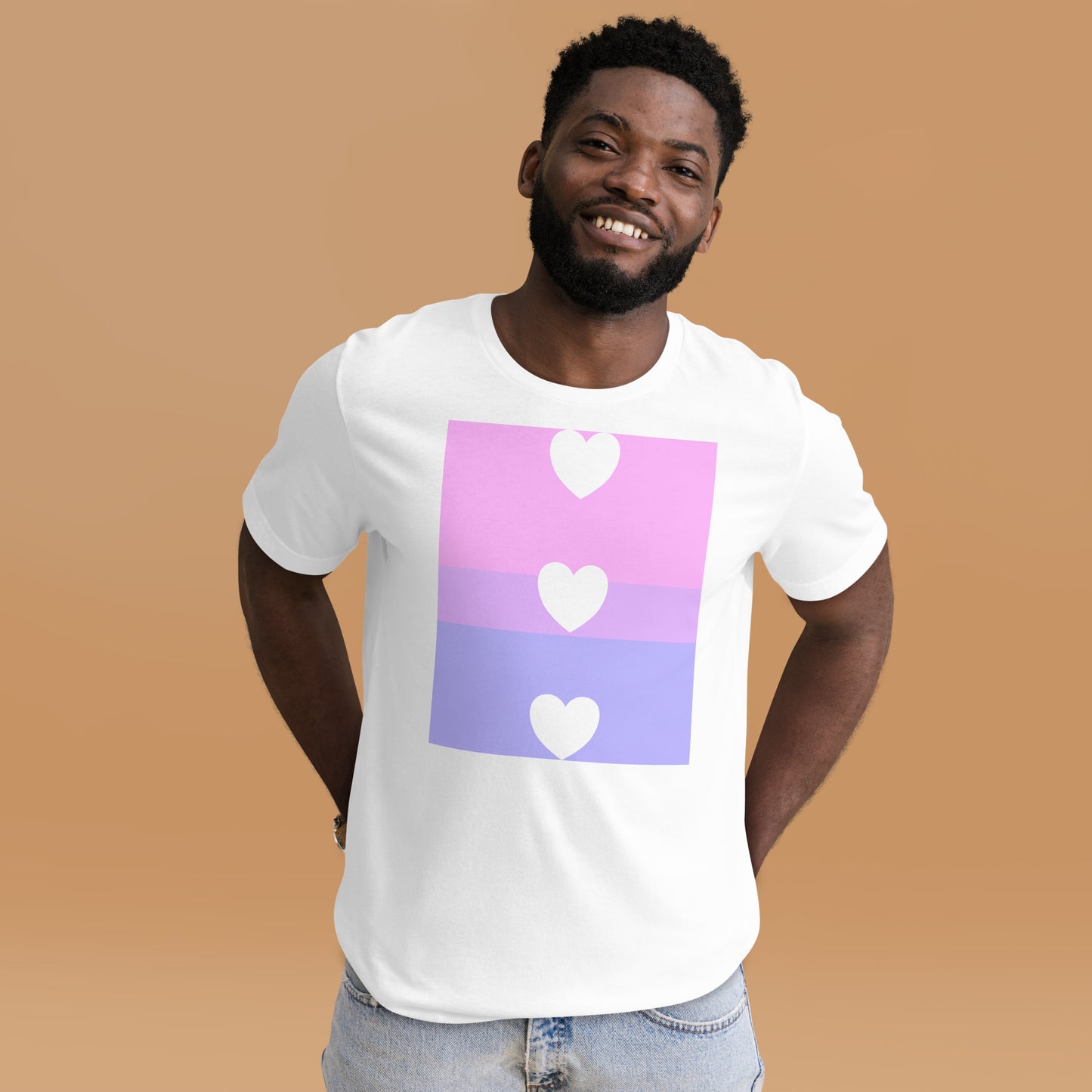 Pink Purple and Blue White Heart Tee