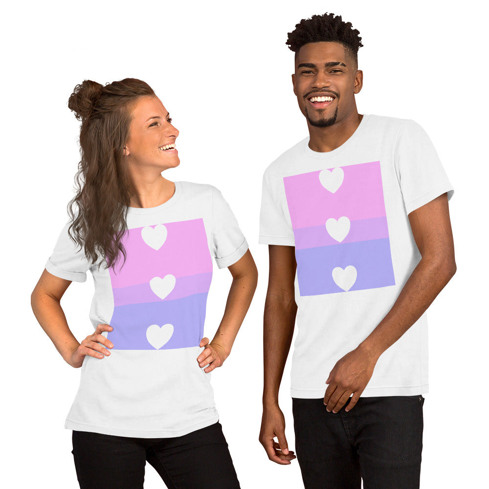 Pink Purple and Blue White Heart Tee